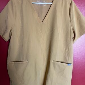 Figs Mustard V-Neck Scrub Top